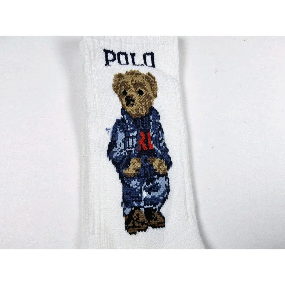 Polo Ralph Lauren Denim Bear Crew Socks Size 13-16 Flawed